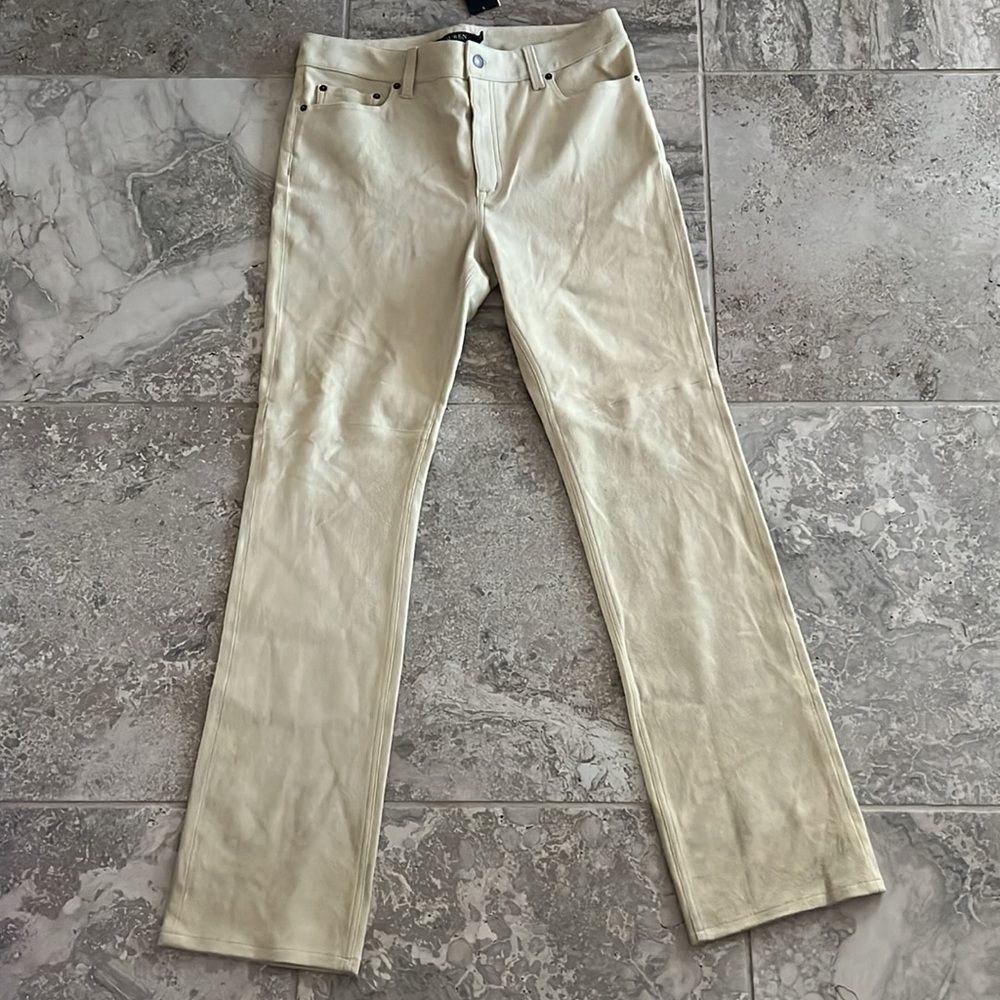 Lauren Ralph Lauren Goat Suede Straight Leg Pants, NWT, Size 12 - Picture 4 of 12